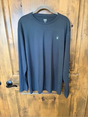 Spyder Men’s Black Long-Sleeve Crewneck Shirt with logo